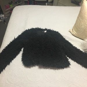 Faux shearling crop jacket